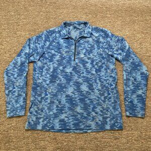 Lululemon Surge Warm Mens Blue L Large Jacquard‎ Camo 1/4 Zip Pullover Running